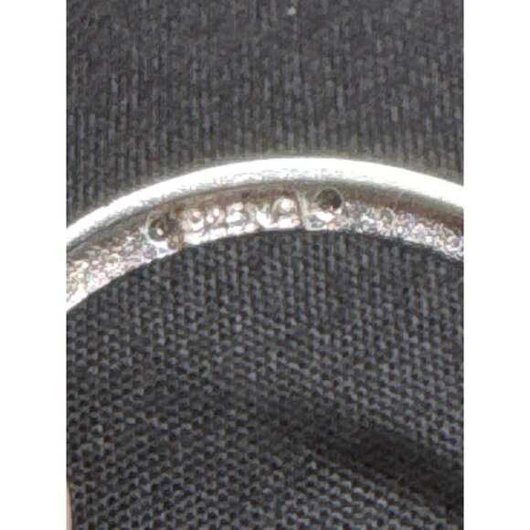 Sterling Silver Circle Pendant Necklace With Cubic Zirconia Accents 925 Italy 17 - Picture 7 of 7